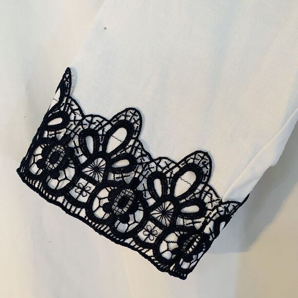 Preston & York Tunic Women 10 White Navy  Linen Embroidery Beach Vacation NWT - Picture 8 of 8